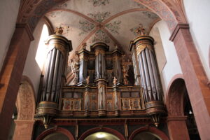 Die 1727 von Balthasar König erbaute „König-Orgel“ in der Basilika Steinfeld (Eifel) ist eine der bedeutendsten historischen Barockorgeln im Rheinland und hat das Eifeler Musikfest schon von Beginn an begleitet. Bild: Michael Thalken/Eifeler Presse Agentur/epa